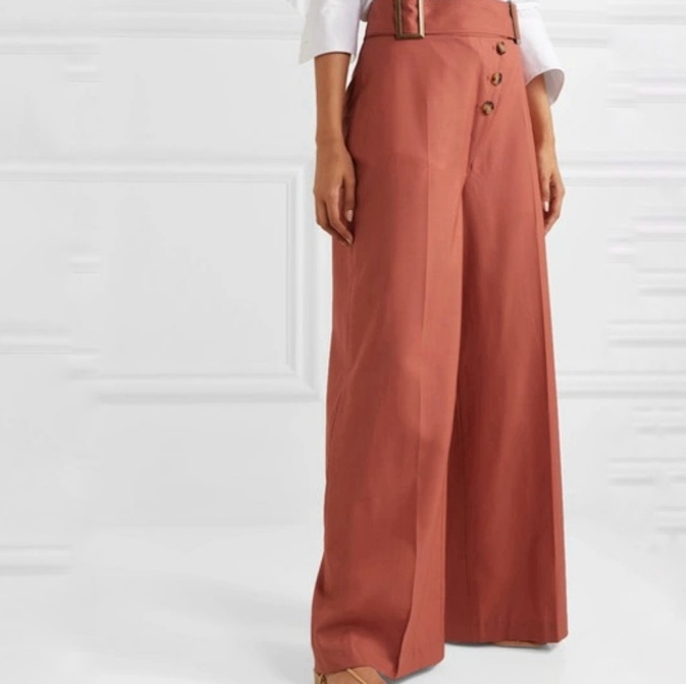 Rejina Pyo Dusty Rose Belted Wide Leg Trousers